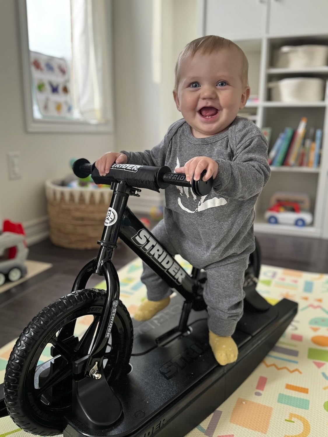 Strider Sport 2-in-1 Rocking Bike - Helps Teach Baby How to Ride a Balance Bicycle - for Kids 6 Months to 4 Years - Easy Assembly & Adjustments