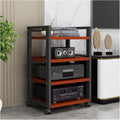 Heavy-Duty Media Storage Cabinet for Living Room Adjustable Stereo Stand with Wheels Home Audio Video Equipment Rack Black Floor-Standing Component Holder-Black-#1-4 Tier