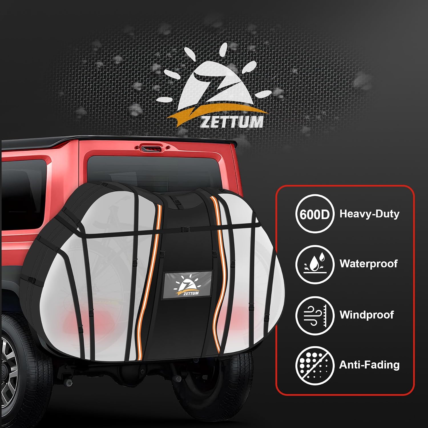 Zettum Bike Cover for Transport 3 Bike - 600D Travel Bike Covers for Bikes on Rear Bike Rack Waterproof & Heavy Duty, Outdoor Full Bicycle Rack Cover for 3 Bikes on Car Hitch Storage (Clear)