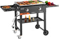 VEVOR Gas Griddle, 2-Burner Flat Top Grill, 28 inch Grill Plate Foldable Propane Griddle with Wheels, 30000 BTU Outdoor Flat Top Grills for Pan-Frying, Grilling, Stir-Frying, & BBQ, Pulse Ignition