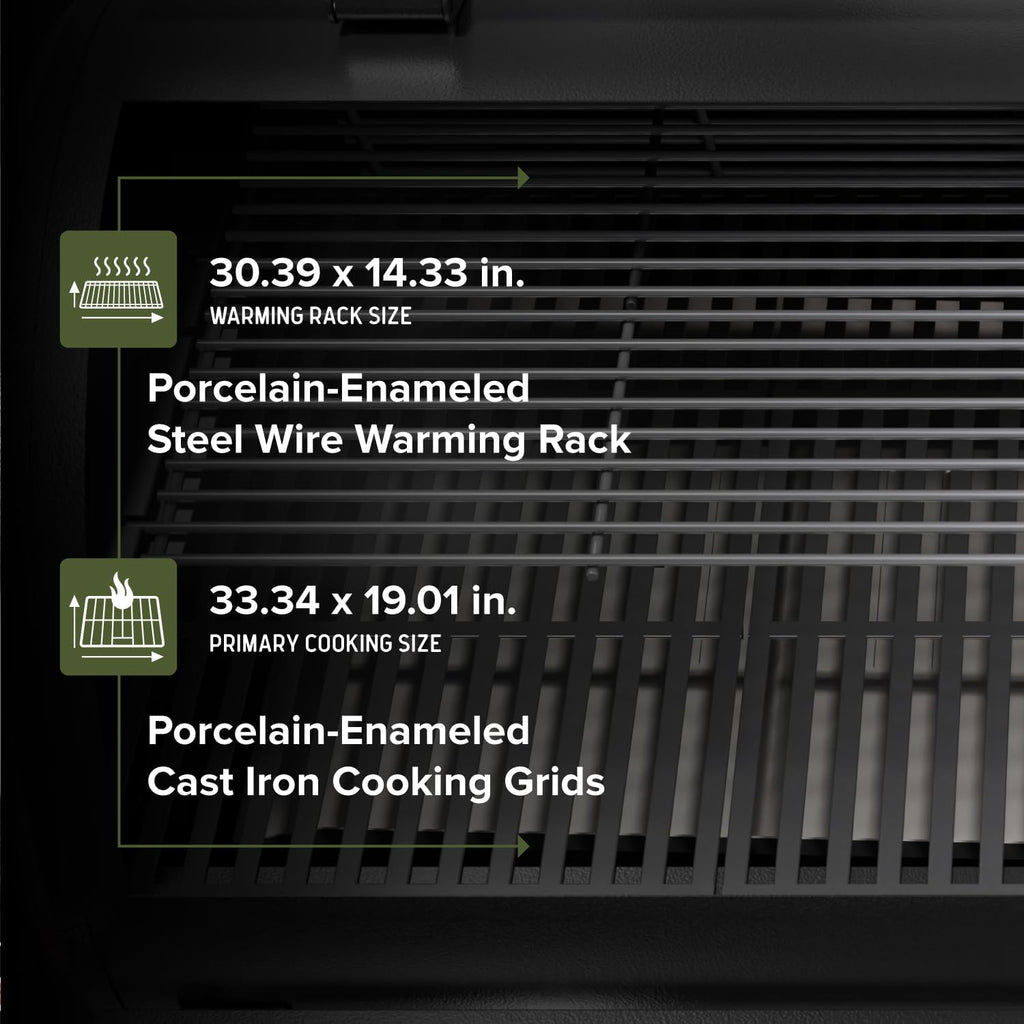 Oakford 1125 Pro Pellet Gril with 1069 SQ In Cooking Area, Cast Iron Grates, I-Site View Indicator, Heavy Duty Pellet Smoker Grill with Bluetooth Connectivity - 910-0513