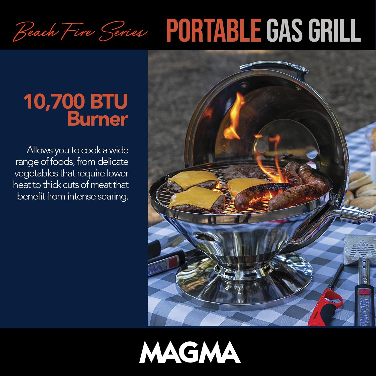 Magma C10-105 Beach Fire Gas Grill | Portable Gas Beach BBQ | Compact Propane Grill | Outdoor Cookout Grill