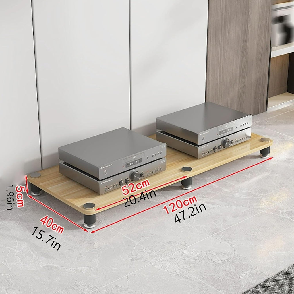 AV Media Stand, Audio Rack Corner Component Cabinet, Open Storage Shelf, Power Amplifier Shelf Equipment, TV Printer Storage Stand, for Home, Office(Natural,1 Tier 5CM/1.9in)