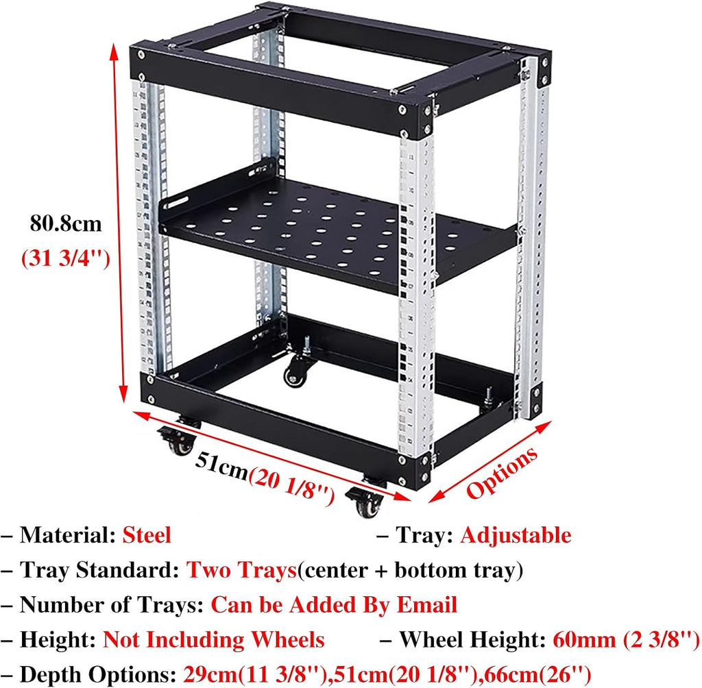Adjustable Shelf Audio Equipment Rack Cabinet, Home Complete Rack Stereo System for Amplifier, Media Stand Shelving/Av Component Furniture(D 51cm(20 1/8'),51X80.8cm)