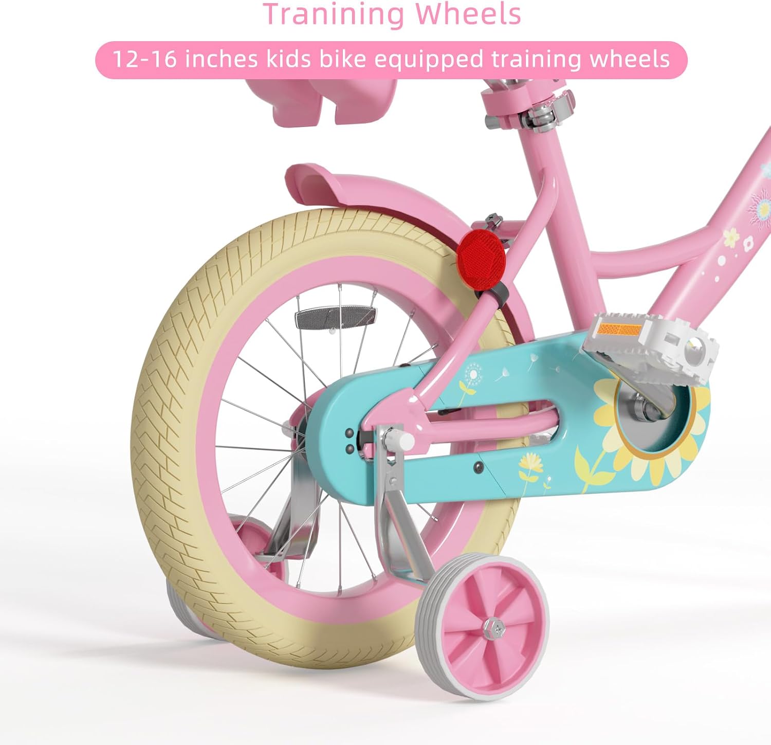 Glaf Toddler Girls Bike for Age 2-9 Years Old 12 14 16 Inch Girls Bike with Training Wheels and Doll Seat Kids Bike Bicycle with Basket