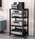 Rolling Audio Component Rack Stereo Shelf HiFi Audio Systems,Tower Media Stereo Stand Equipment Shelf, Home Commercial Corner Entertainment Center(4 tier-100cm Tall)