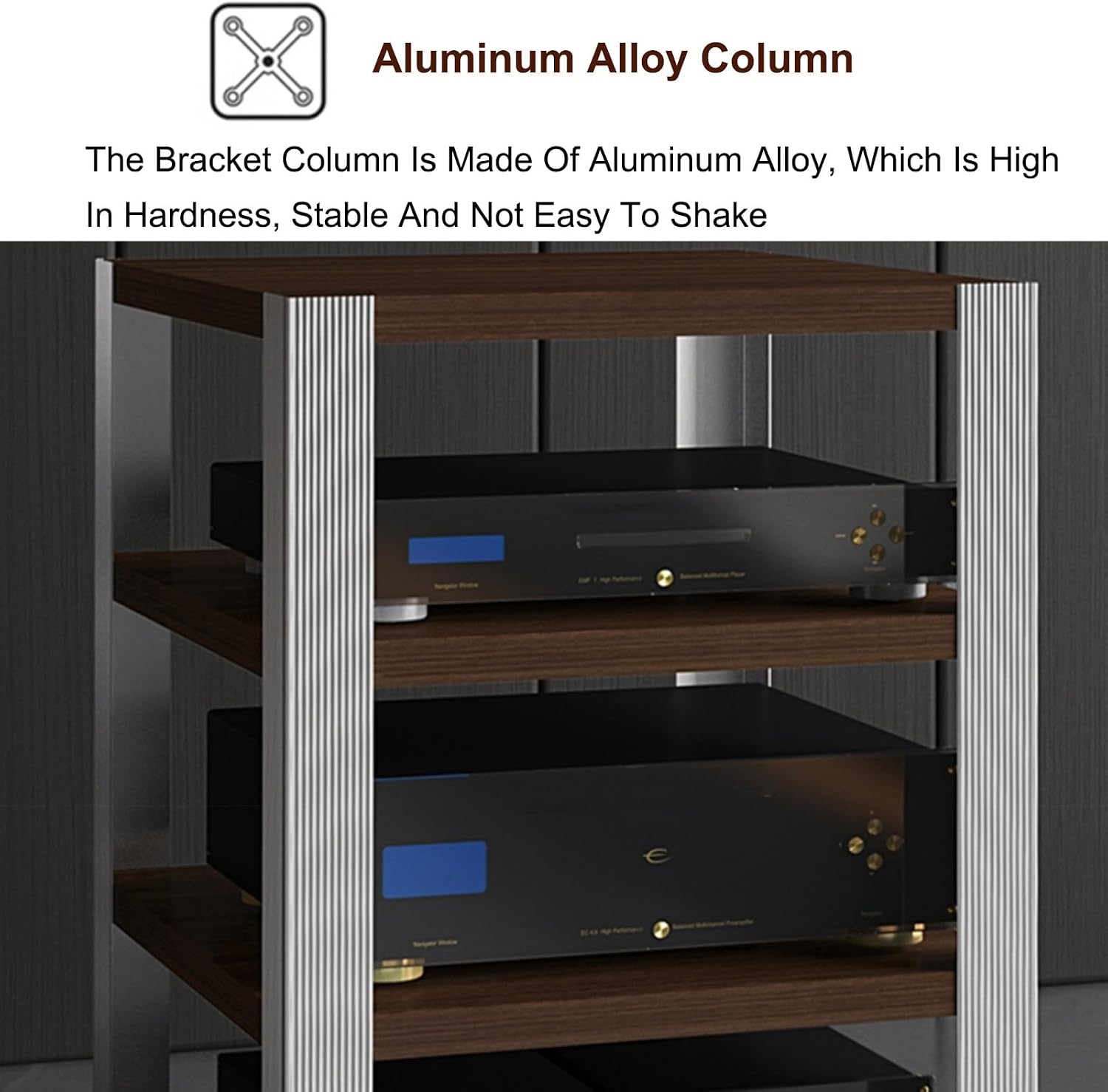 Modern Stereo Cabinet AV Media Stand, Record Player Stand & Audio Video Media Storage for Living Room, Meeting & Recording Room (62x49x59cm/24.4x19.3x23.2in)