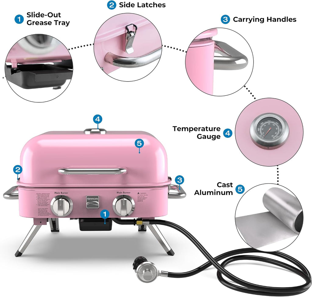 Kenmore 2-Burner Portable Tabletop Retro Gas Grill