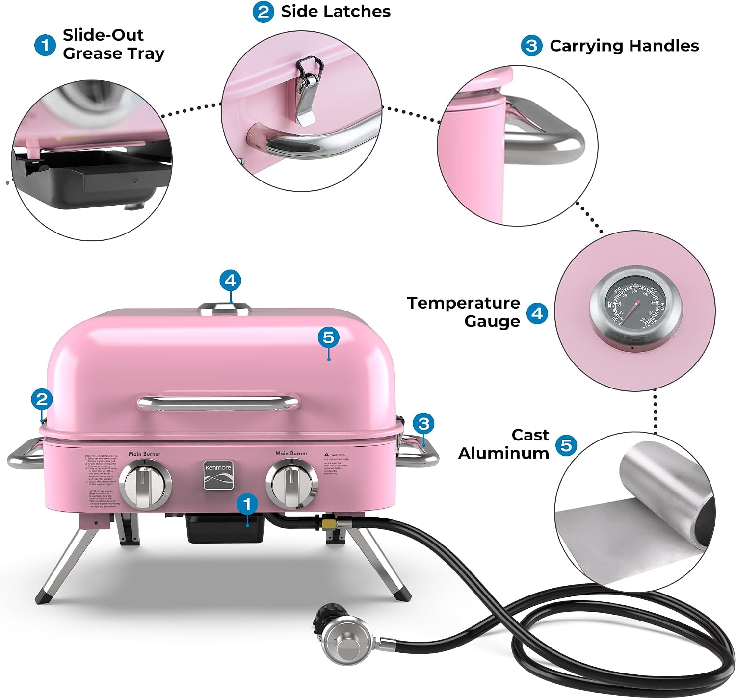 Kenmore 2-Burner Portable Tabletop Retro Gas Grill