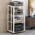 3/4/5-Tier Furniture Media Stand DVD CD Player Stand Audio Rack Power Amplifier Equipment Cabinet with Height Adjustable Wooden Shelf Floorstanding Storage Shelves ( Color : White , Size : 4 Tier )