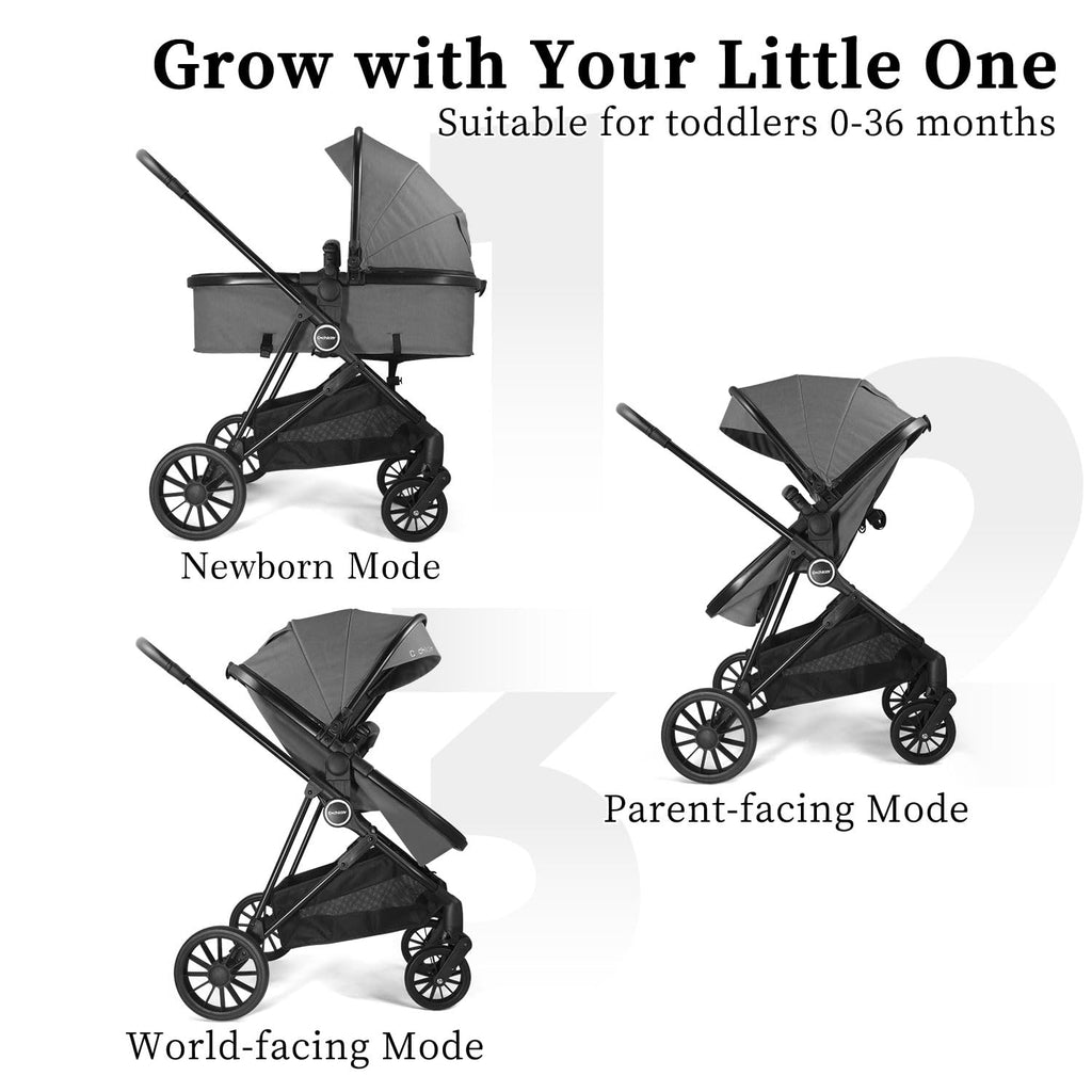 Cochildor Lite 2.0 Baby Stroller with Newborn Mode, 2-in-1 Foldable Infant Stroller with Reversible Seat and UPF 50+ Canopy