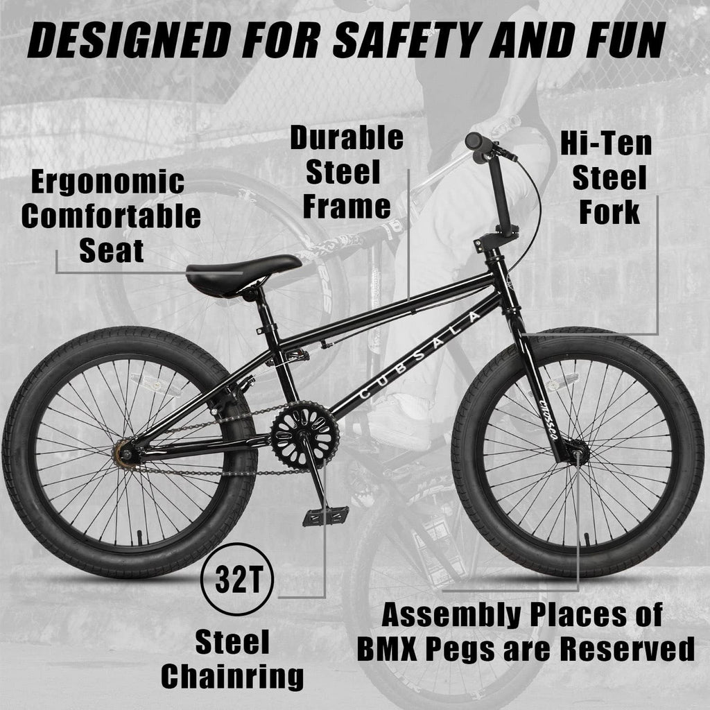 cubsala Freestyle BMX Bike, 18 20 Inch Kids Bicycle for 5-13 Years Old Kids and Beginner Level Rider, Multiple Colors