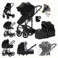 Baby Stroller 2-in-1 Travel Carriage with Bassinet Support One-Touch Folding Lightweight, Suitable for Newborns and Toddlers,Black