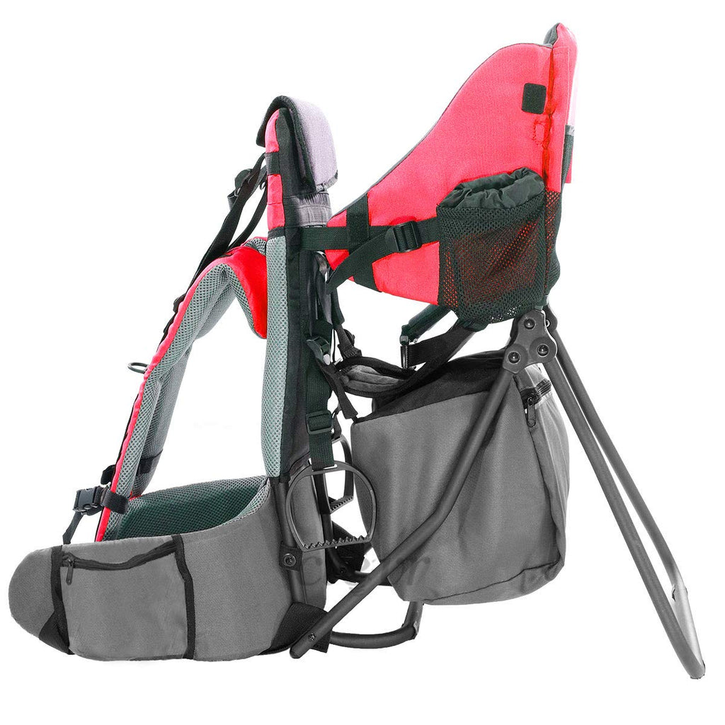 ClevrPlus Cross Country Baby Backpack Carrier, Red, Toddler Hiking Backpack with Comfortable Seat, Adjustable Straps & Belt, Foldable Frame Lightweight Large Capacity Child Carrier for Outdoor