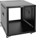 Tecmojo 9U Portable Rolling Network Rack, 4-Post Mobile Open Frame Server Rack with Wheels, Free Standing Server Cabinet for Computer/Data/AV/IT Equipment/Network Equipment