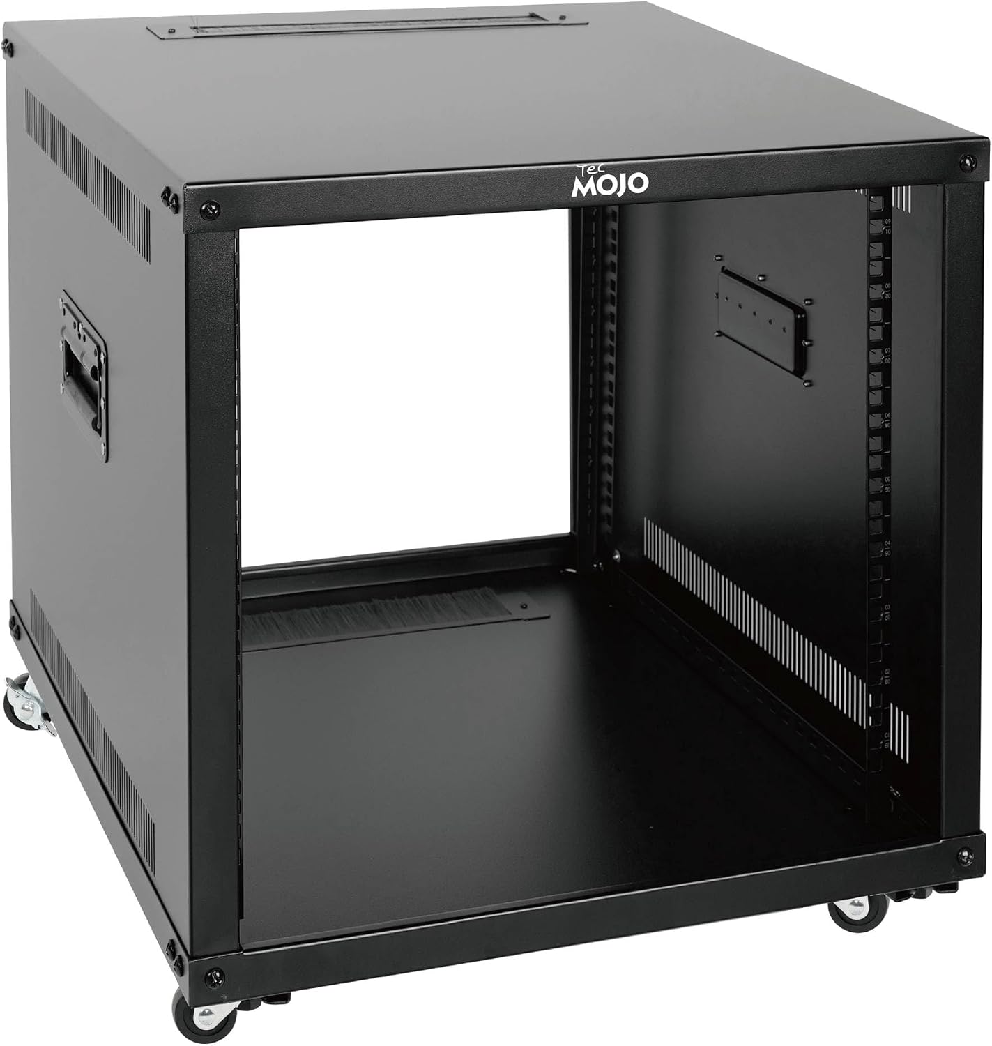 Tecmojo 9U Portable Rolling Network Rack, 4-Post Mobile Open Frame Server Rack with Wheels, Free Standing Server Cabinet for Computer/Data/AV/IT Equipment/Network Equipment