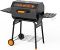 KEYO GRILL 23-Inch Movable Charcoal Grill, High Temperature Resistant Glass Barrel Charcoal Grills with Adjustable Vents, Warming Rack Outdoor BBQ Grills for Backyard, Patio and Parties, Black