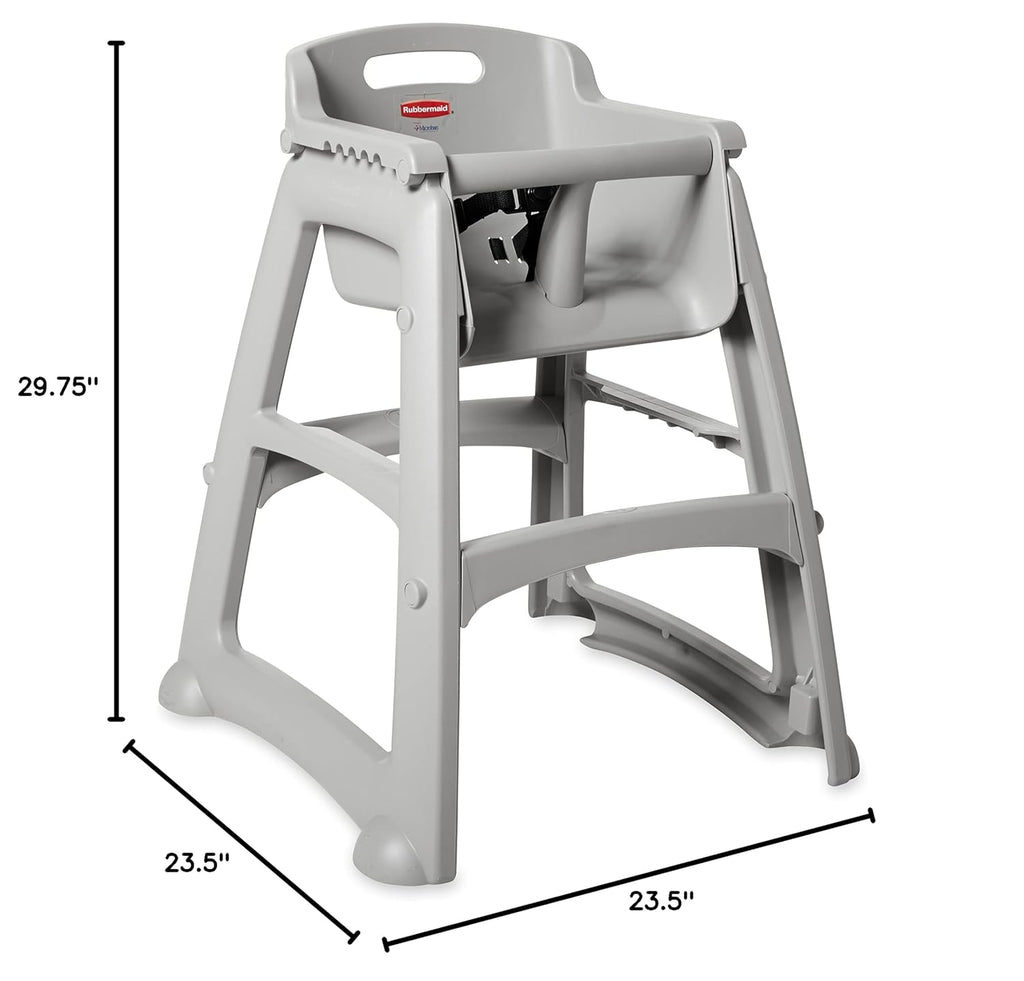 Rubbermaid Commercial Products Sturdy High Chair for Child/Baby/Toddler, Unassembled, Platinum, Fits Under Table for Child/Baby/Toddler Seating