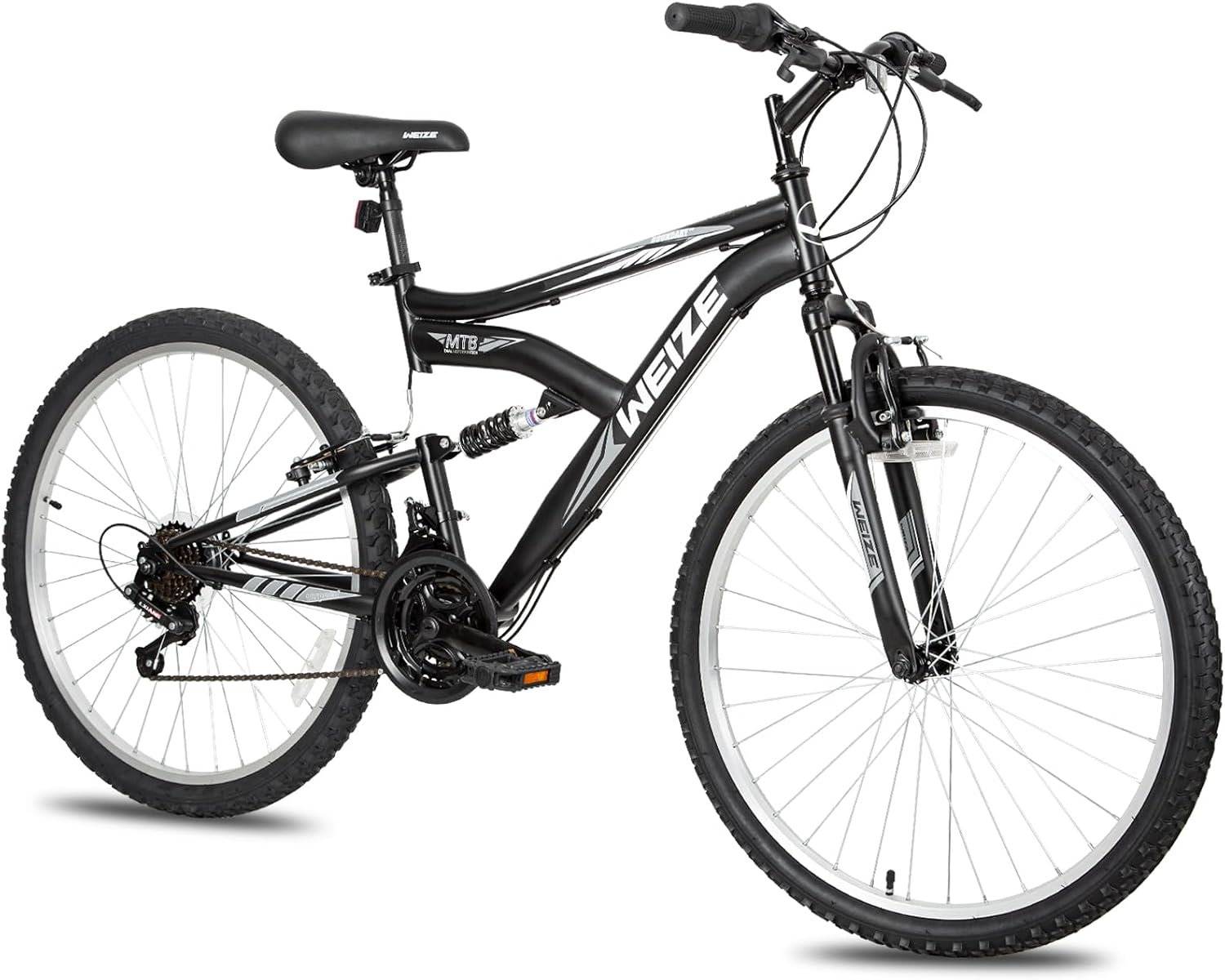 WEIZE Mountain Bike 26 27.5 inch Outdoor Cycling Bike 18-Speed/High-Carbon Steel/Dual Full Suspension, Adjustable Ergonomic Seat for Men Women Adult, MTB Bicycle with Suspension Fork