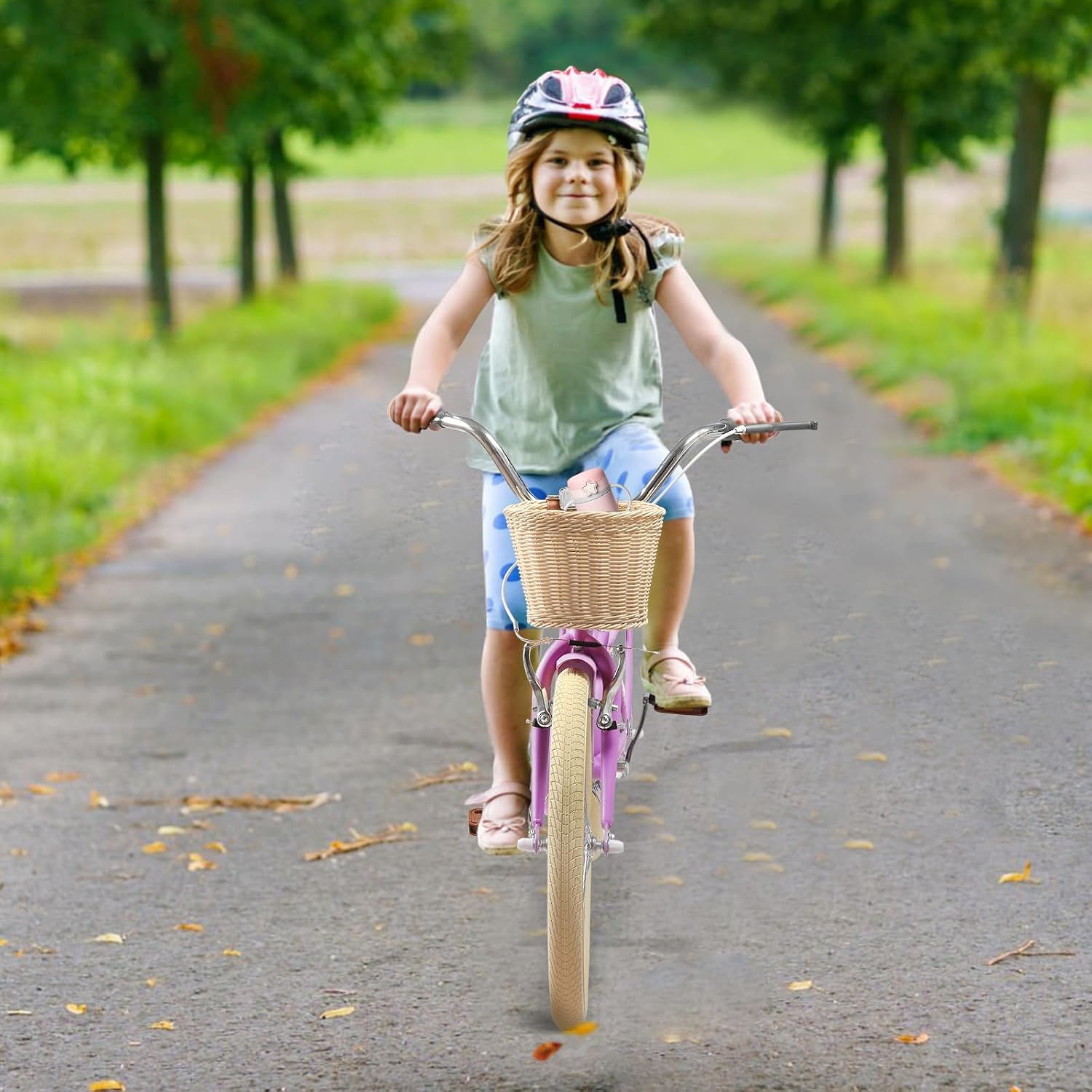 20 Inch Girls Bike, Single Speed Kids' Bicycles with Basket and Kickstand, Kids Beach Cruiser Bike for Girls, Adjustable Seat, Multiple Colors