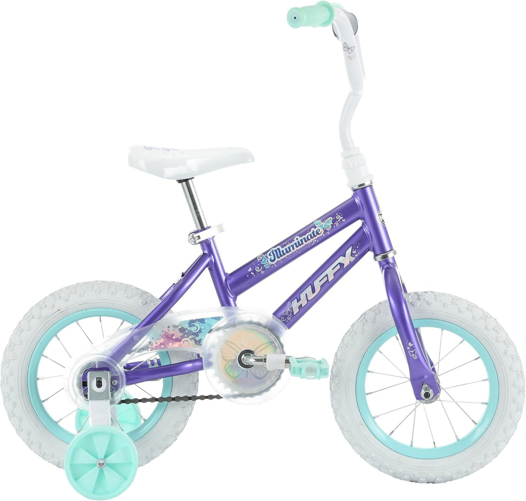 Huffy Illuminate Bike for Girls, 12/16/20 Inch Size Options, Ages 3+ Years Old, Removable Training Wheels (12' and 16' Only), Multiple Color Options, Easy Assembly, Adjustable Seat, Durable