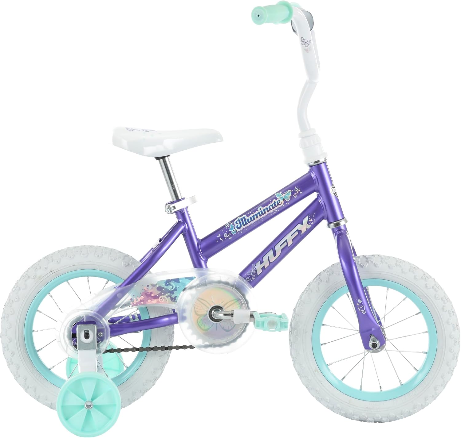 Huffy Illuminate Bike for Girls, 12/16/20 Inch Size Options, Ages 3+ Years Old, Removable Training Wheels (12' and 16' Only), Multiple Color Options, Easy Assembly, Adjustable Seat, Durable