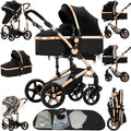 2 in 1 Baby Stroller Reversible Portable Standard Baby Stroller Convertible Pushchair Infant Buggy Baby Carriage Foldable High Landscape Pram for Toddler Newborn (2US588-BG 2 in 1)