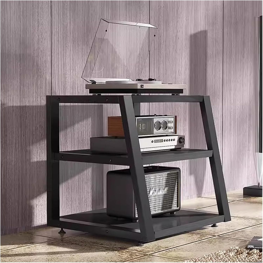 Audio Component Rack Tower Media Stereo Stand Equipment Shelves 2 3 4 Tier, Floor-standing Video Game Organizer Cabinet Display Holder, for Recording Room/Classroom/Meeting Room(Style C,3 Tier 60cm/23