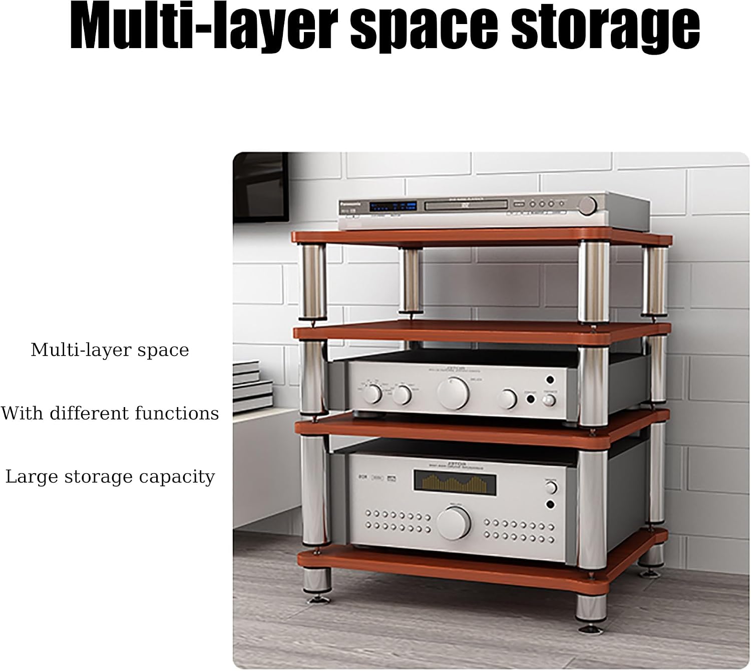 1-4 Tier Audio Rack Stand, Media Console, and Corner Entertainment Center, Corner TV Stand, and Audio Stand, for AV Equipment, Stereo Cabinet, and Gaming Shelves(Black,49x48x40cm)