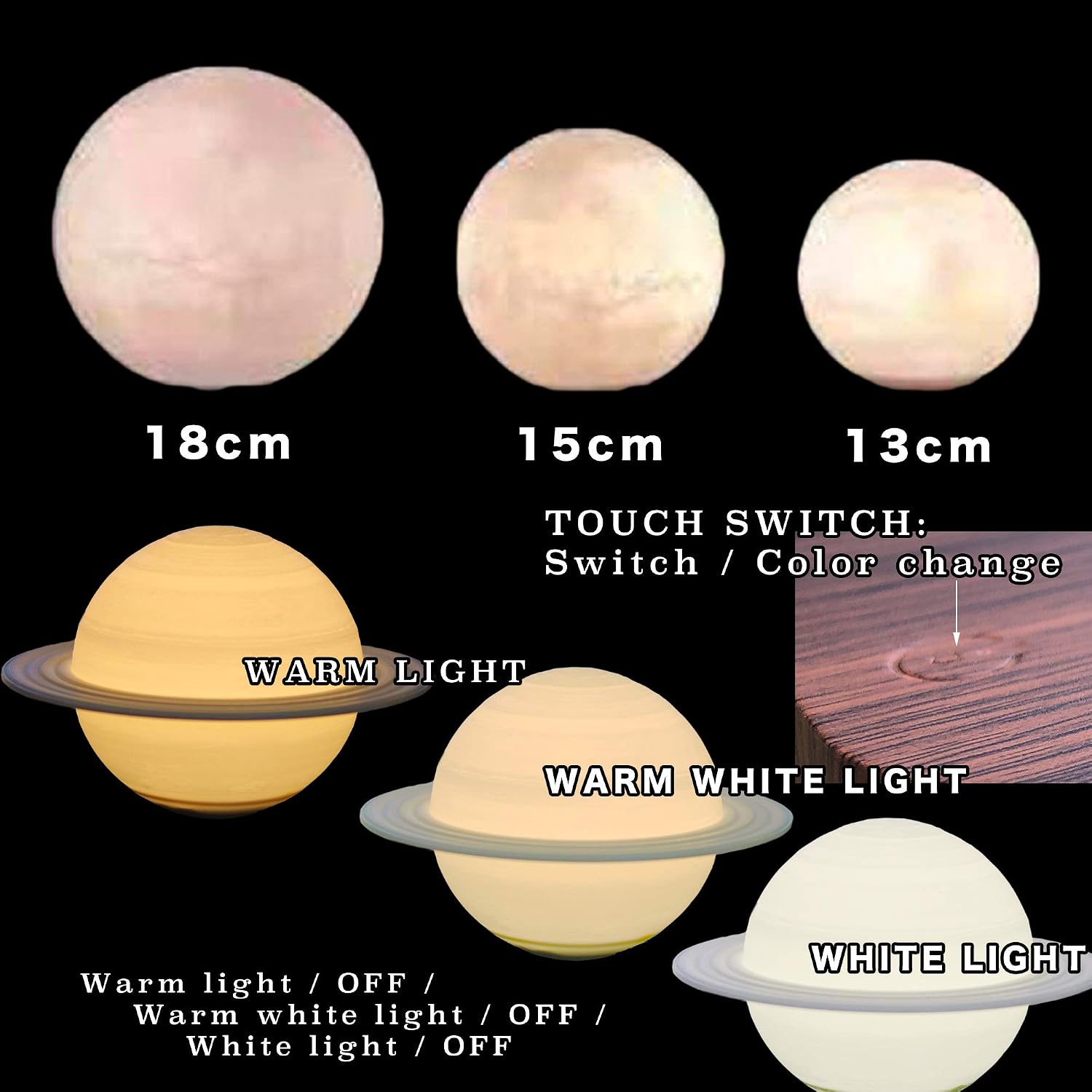 Night Light Moon Light Magnetic Floating Planet Lamp Interior 3D Print LED Bedside Nursing Creative Gift Table Lamp (18cm Earth)