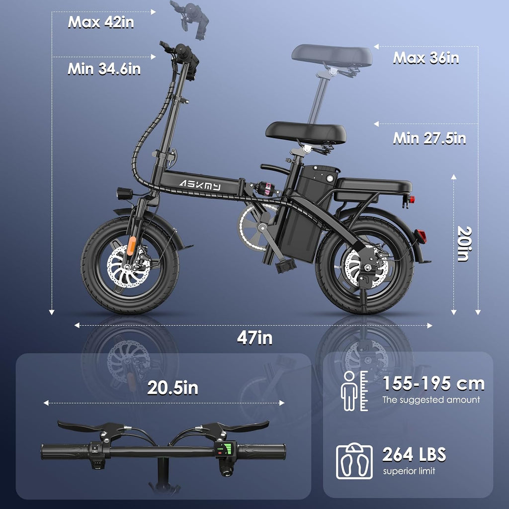 Foldable Electric Bike for Adults and Teens, 740W Peak Motor Ebike with 48V 10AH/20AH Removable Battery, 30-60 Miles PAS Range, 14' Folding Mini E-Bike, 20MPH Electric Bicycle for Daily Commuting