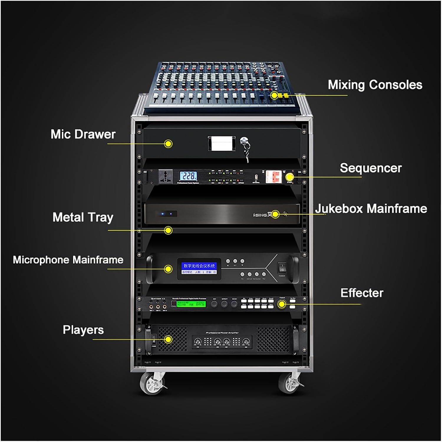 8U Open Frame Server Rack with Casters, Stereo Studio Rack，Network Cabinet Rack Shelf, Rolling Network Rack for Computer/AV/Data/IT Equipment (Size : 8U-1TIER-49.5X52.5CM)