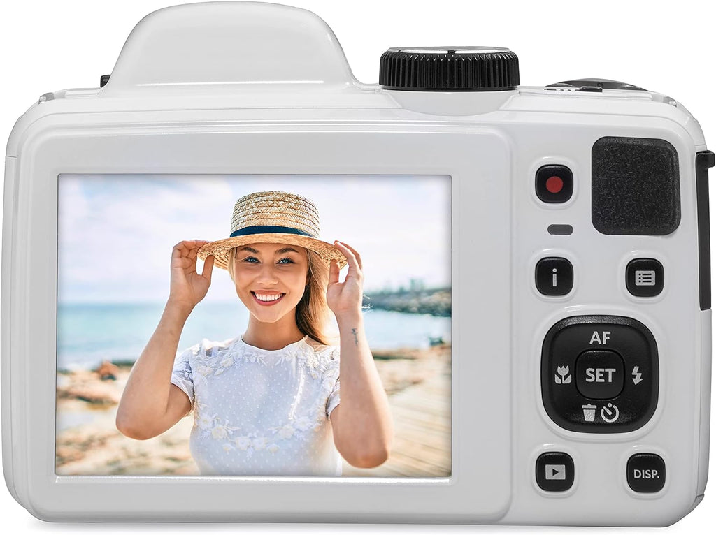 Kodak PIXPRO AZ405-WH 20MP Digital Camera 40X Optical Zoom 24mm Wide Angle Lens Optical Image Stabilization 1080P Full HD Video 3' LCD Vlogging Camera (White), Full Frame