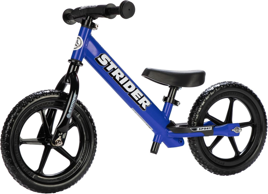 Strider 12' Sport Bike - No Pedal Balance Bicycle for Kids 1 to 4 Years - Includes Safety Pad, Padded Seat, Mini Grips & Flat-Free Tires - Tool-Free Assembly & Adjustments