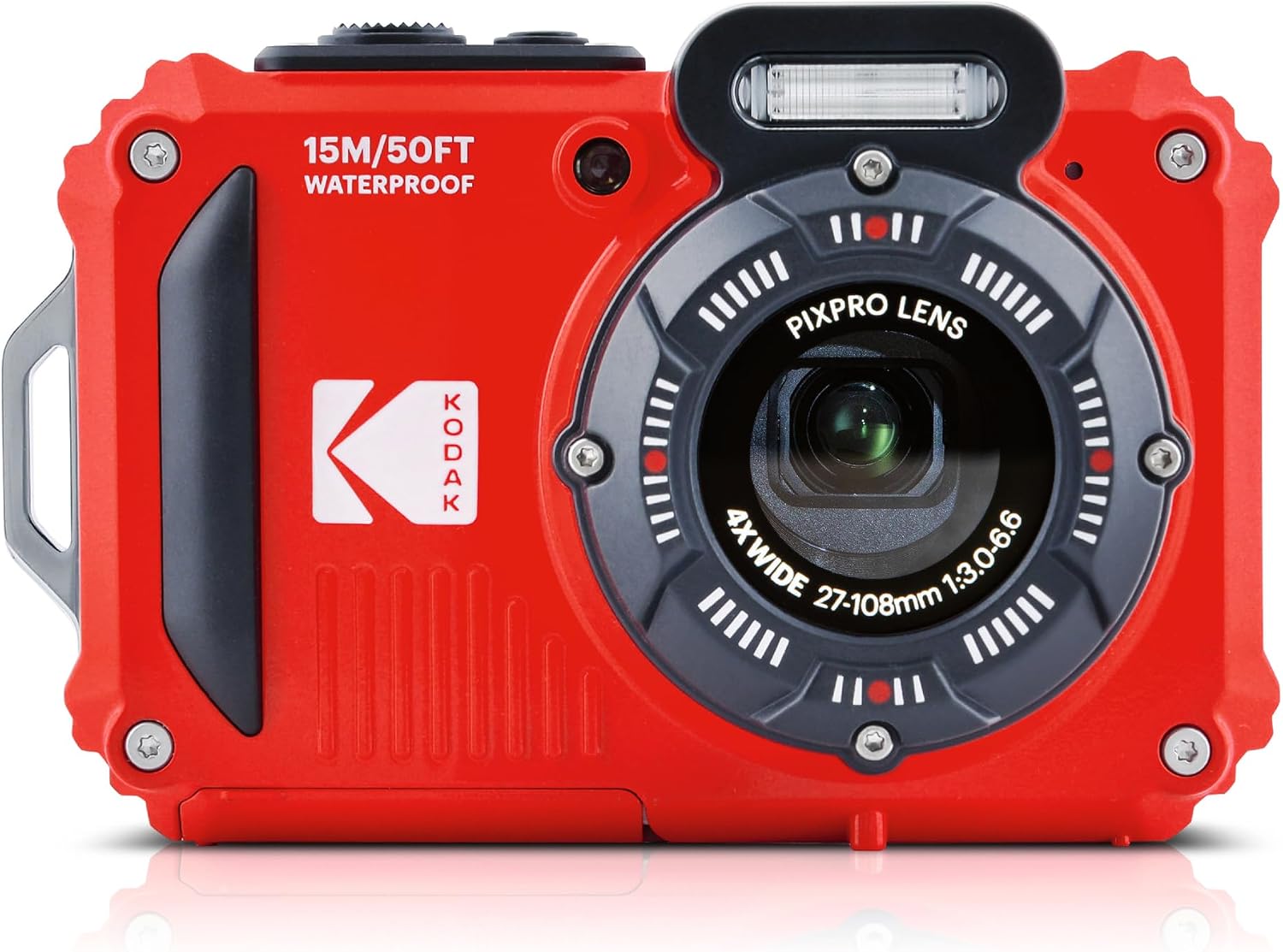 KODAK PIXPRO WPZ2 Waterproof Digital Camera, 16MP with 4x Optical Zoom, Shockproof, Dustproof, 1080p Video, Wi-Fi, Red