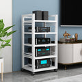 4/5-Tier Movable Amplifier Stand AV Media Stand CD Player Stereo Shelf Home Theatre Equipment Storage Shelf Multi-Function Open Cabinet Audio Video Component Cabinet (Color : B, Size : 5-Tier)