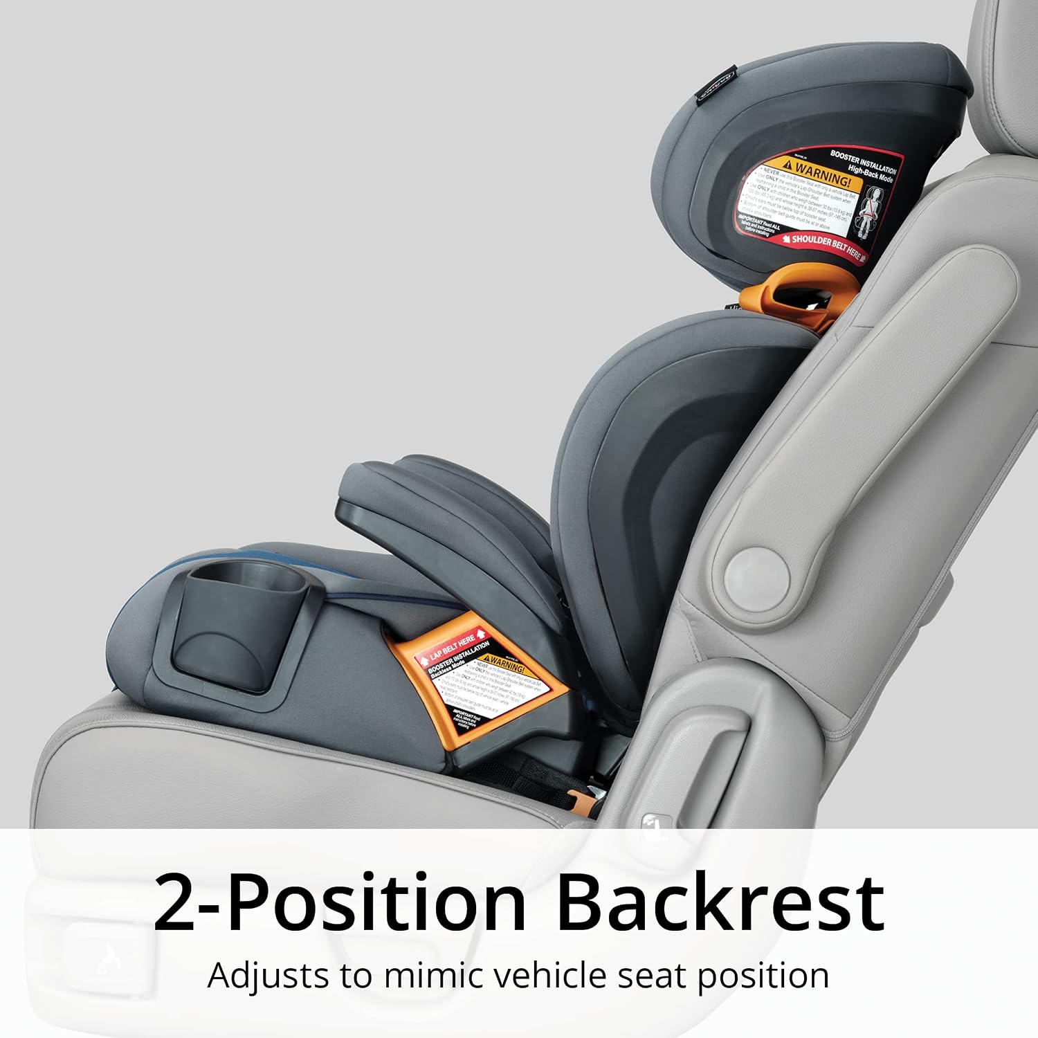 Chicco KidFit Adapt Plus 2-in-1 Belt-Positioning Booster Car Seat, Backless and High Back Booster Seat, for Children Aged 4 Years and up and 40-100 lbs., Vapor/Grey