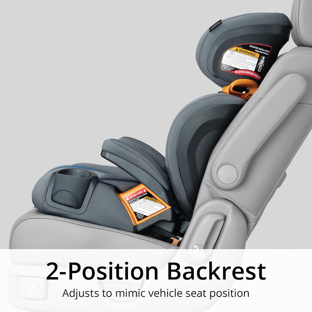 Chicco KidFit ClearTex Plus 2-in-1 Belt-Positioning Booster Car Seat, Backless and High Back Booster Seat, for Children Aged 4 Years and up and 40-100 lbs., Reef/Navy