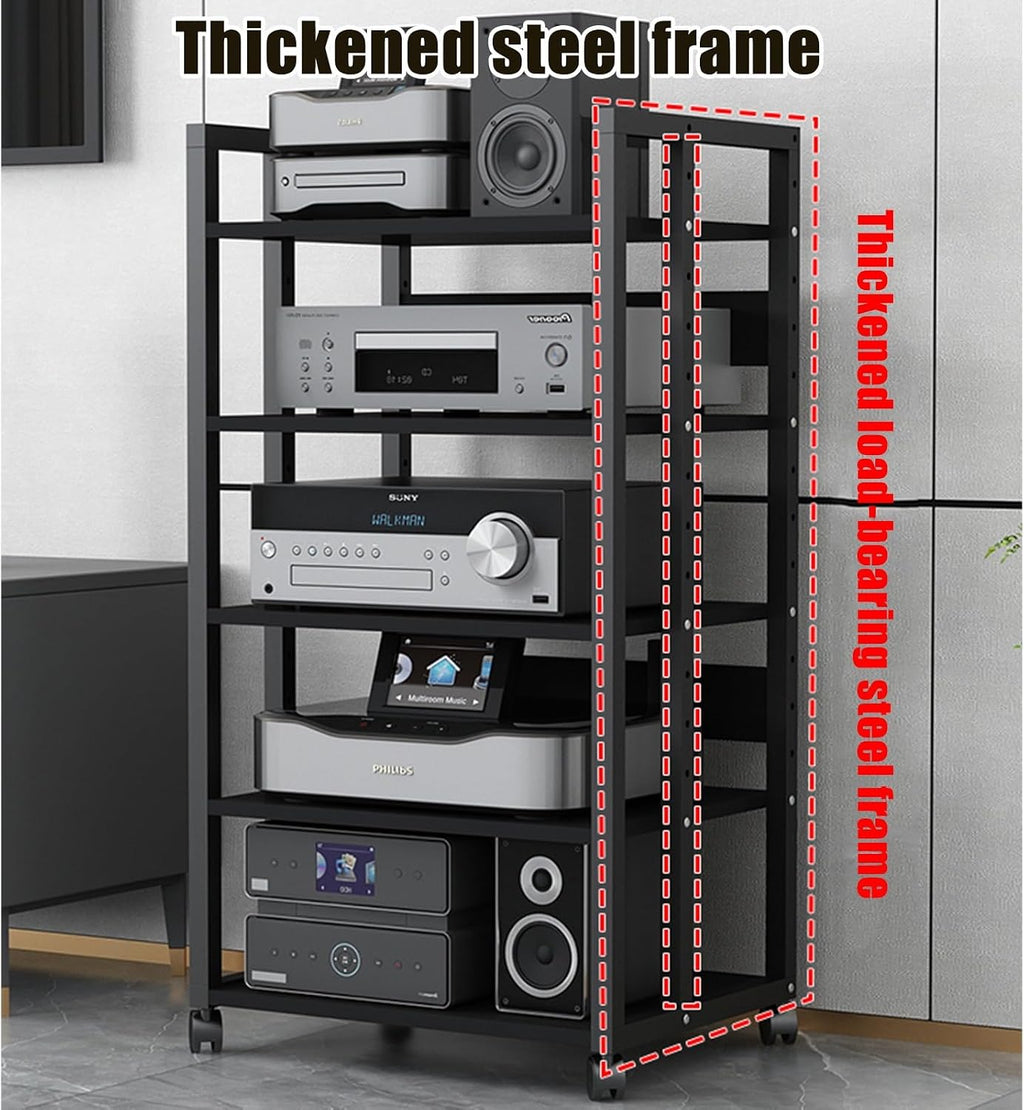2/3/4 Tier Media Stand, Audio Rack & HiFi Shelf Cabinet for Living Room & Studio, Adjustable Audio Storage Unit (19.7x15.7x23in) - Perfect for Components & Equipment