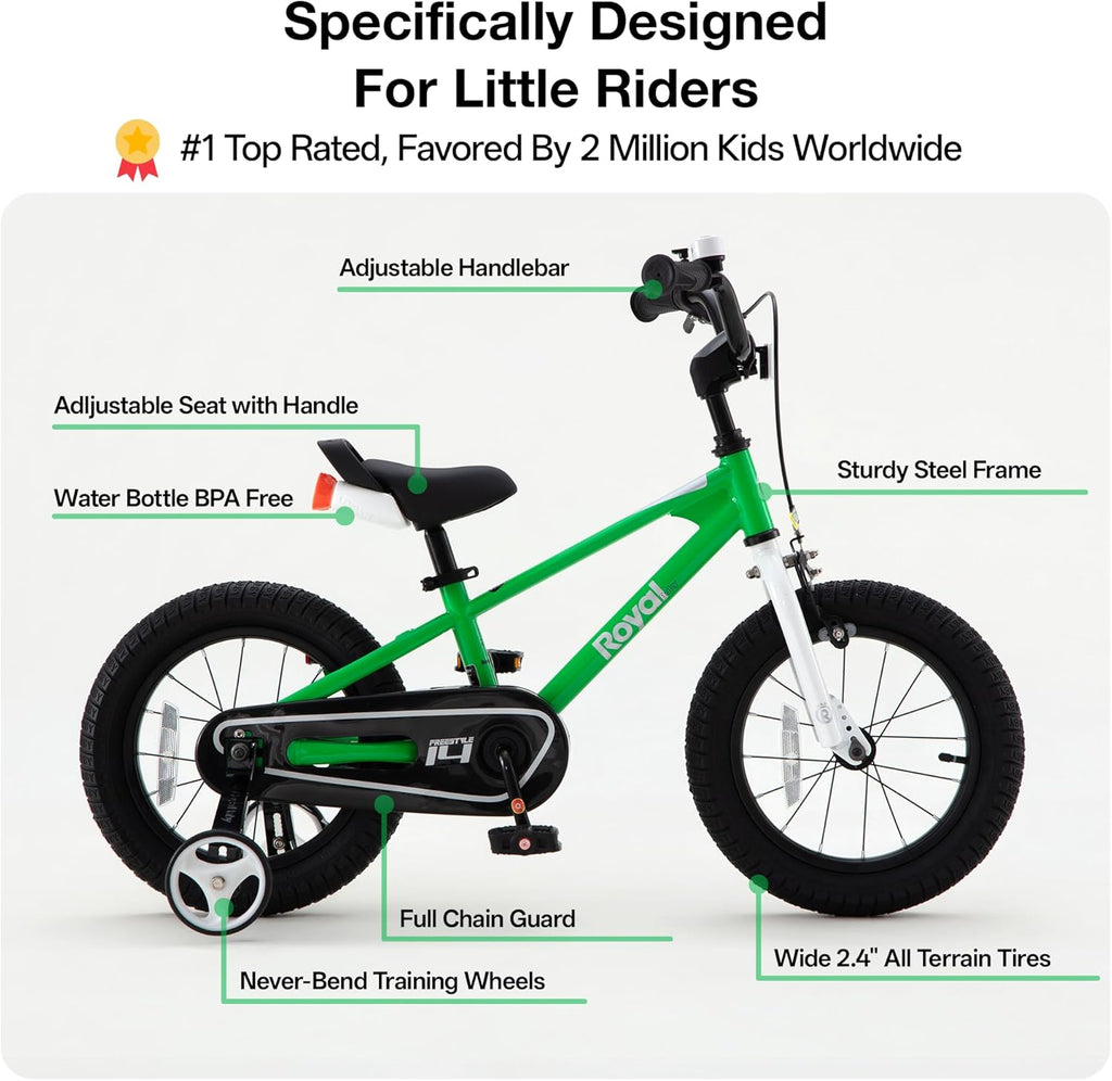 RoyalBaby Kids Bike Freestyle Classic 12 14 16 18 Inch Children Bicycle for Ages 3-10 Years Toddler to Big Kids