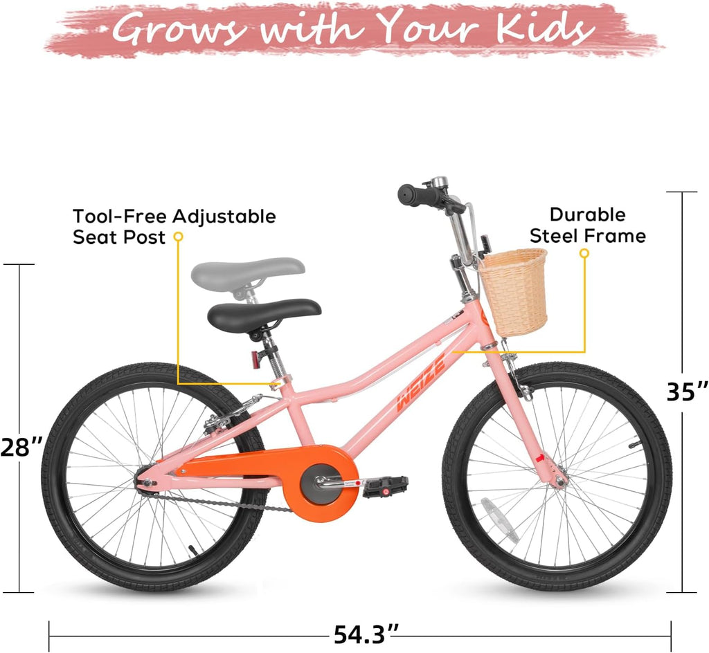 WEIZE Kids Bike, Children Bicycle for Boys & Girls Ages 4-12 Years Old, Rider Height 41-62 Inch, Adjustable Seat & Handlebars, Coaster Brake, Multiple Color Options