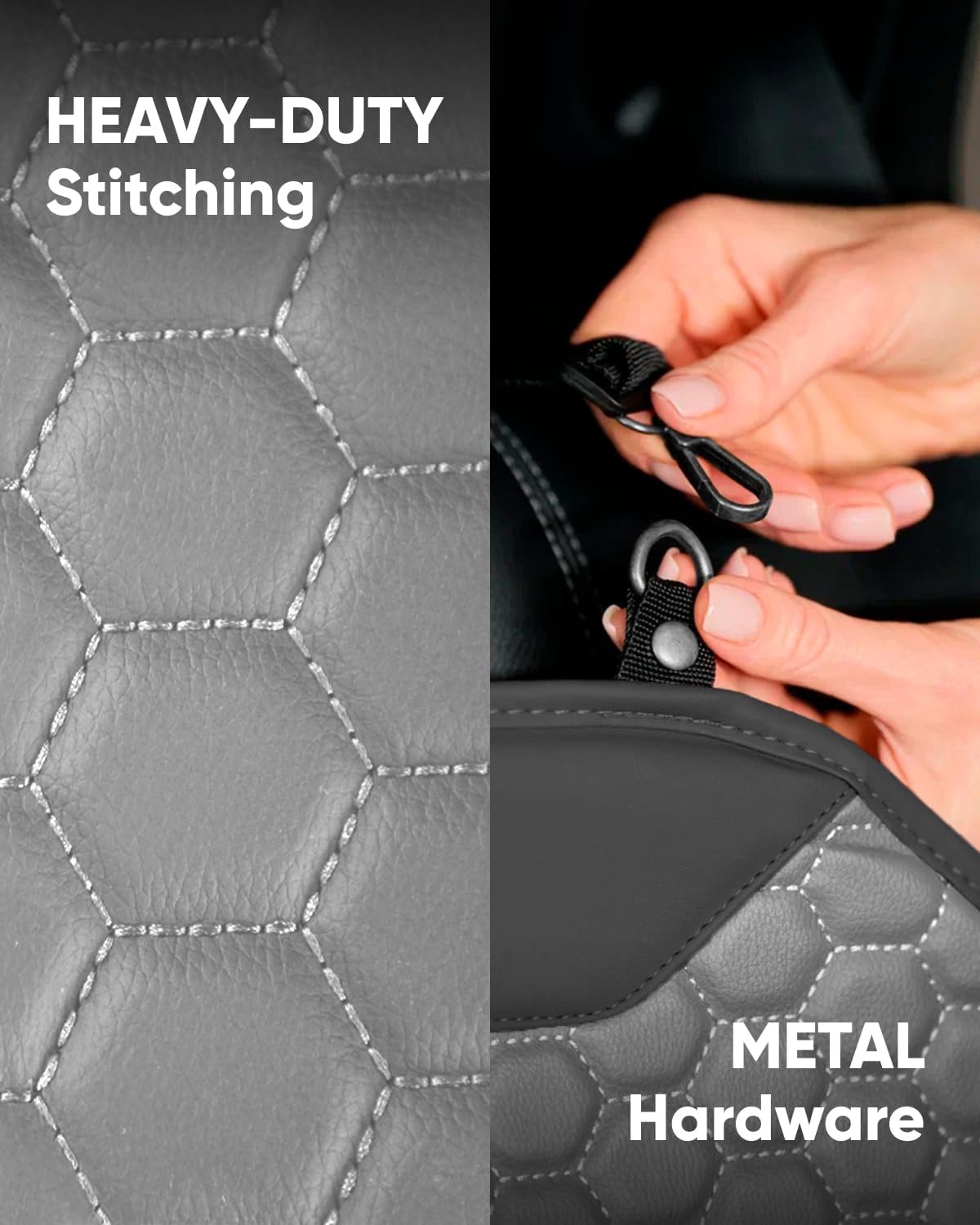 Owleys Set Seat Back Organizer & Car Seat Protector Hexy Waterproof & Non-Slip Protector for Child Car Cushion for Leather and Fabric Seats (Gray 2 pcs)