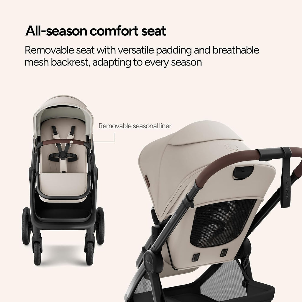 Mompush Ultimate 3 Baby Stroller, Premium Convertible Full-Size Stroller for Toddler to 50 lbs – 11.8' All-Terrain Wheels; Four-Wheel Suspension; Reversible Extendable Seat; One-Second Fold