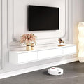 Floating TV Stand with 3 Drawers for 32-65' TVs, Wall Mounted Modern Audio Visual Media Equipment Storage Center Console with Cable Holes for Living Room,Bedroom (Color : White, Size : 160x