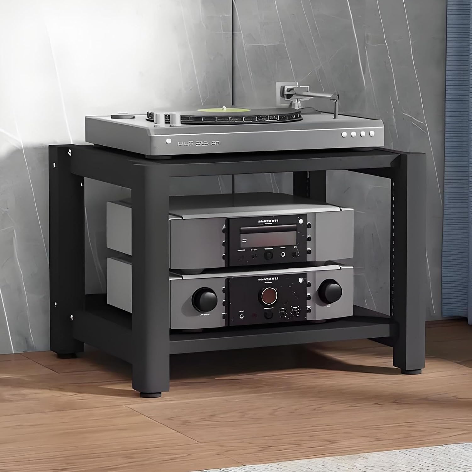 Audio Cabinet Stand, 2/3/4/5 Tier Media Rack with Height-Adjustable Shelf for DVD Players, TV Box, Game Console - Brown