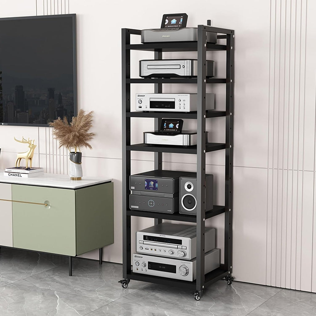 5/6/7/8 Tier Furniture Media Stand DVD CD Player Stand Audio Rack Power Amplifier Equipment Cabinet with Height Adjustable Wooden Shelf Multifunctional Storage Shelves ( Color : A-6 Tier , Size : 50x4