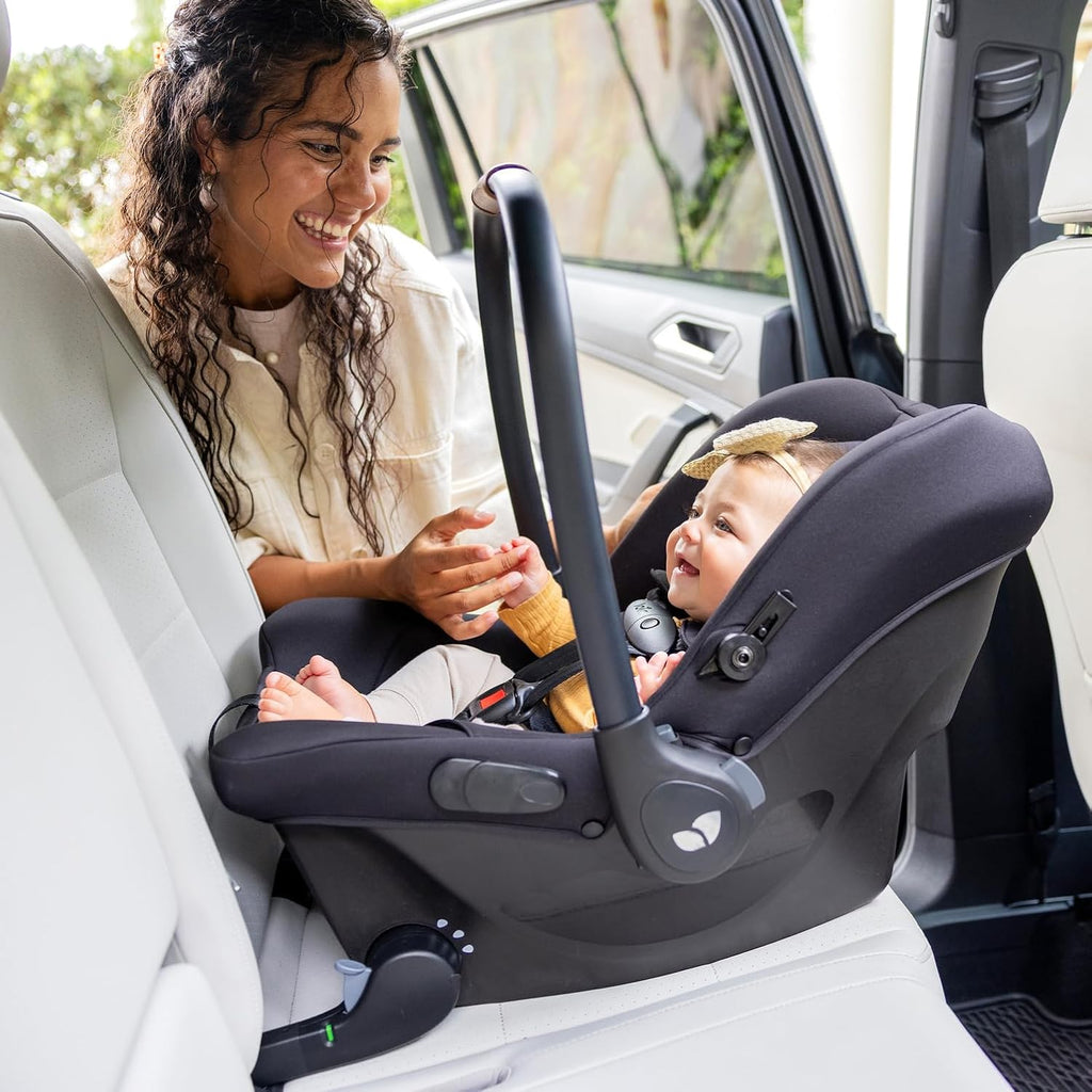 Joie Ginger and Mint Latch Travel System – 4-in-1 Travel System with Base-Free Infant Car Seat & Stroller, Built-in Latch for Easy Install and an Included All-Terrain Stroller (Shale Dark)