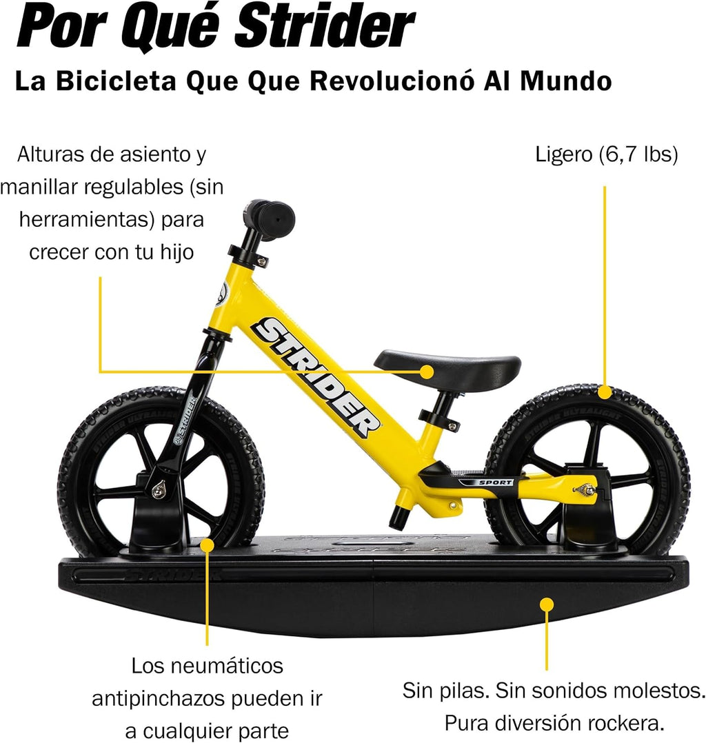 Strider Sport 2-in-1 Rocking Bike - Helps Teach Baby How to Ride a Balance Bicycle - for Kids 6 Months to 4 Years - Easy Assembly & Adjustments