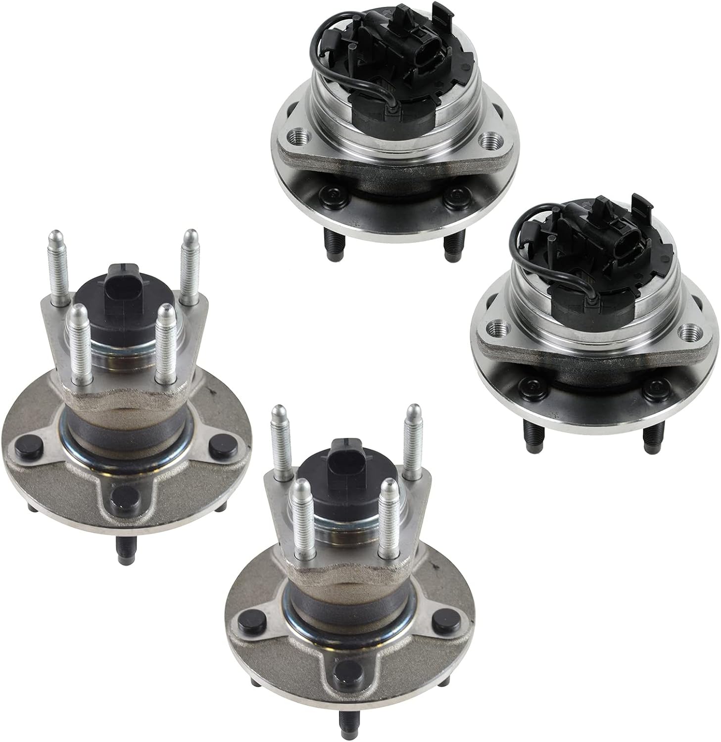 TRQ Front and Rear Wheel Bearing and Hub Assembly Set 4 Piece Compatible with 08-12 Chevrolet Malibu 09-10 Cobalt SS 08-10 HHR 2009 Panel 05-07 Pontiac G6 with 4 Wheel ABS Brakes 08-10