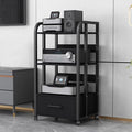WDJBPSH Mobile Audio Media Rack on Wheels, Portable Video Entertainment Equipment Storage Holder with Height-Adjustable Shelf, Office Bedroom Living Room Organizer(Size:3 Tier/H 100cm- with Drawer)